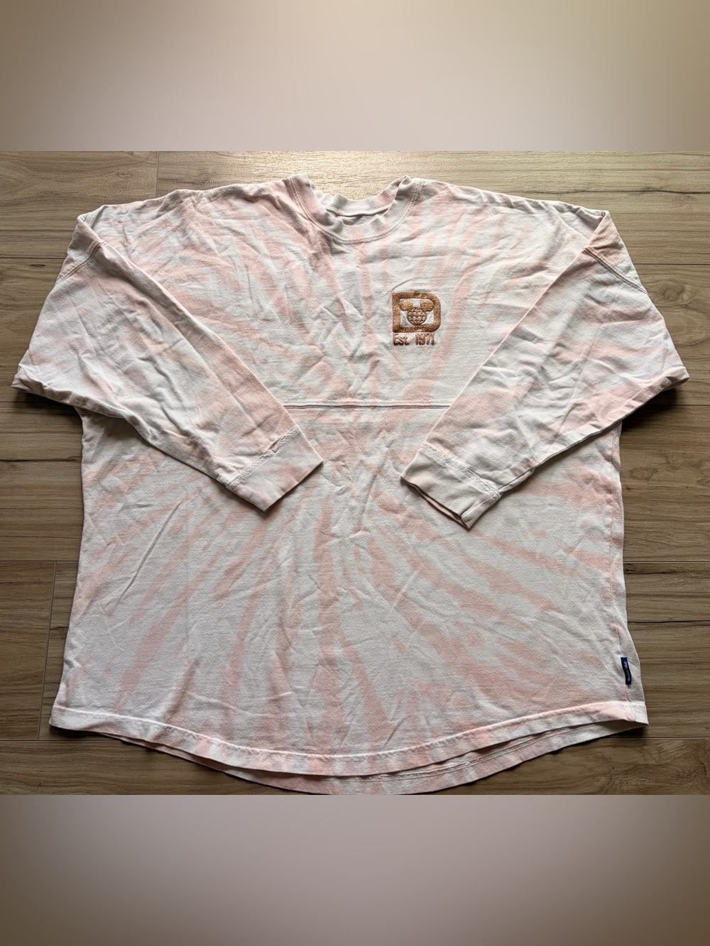 Long Sleeve Tie-Dye Tee in Light Pink - Unbranded
